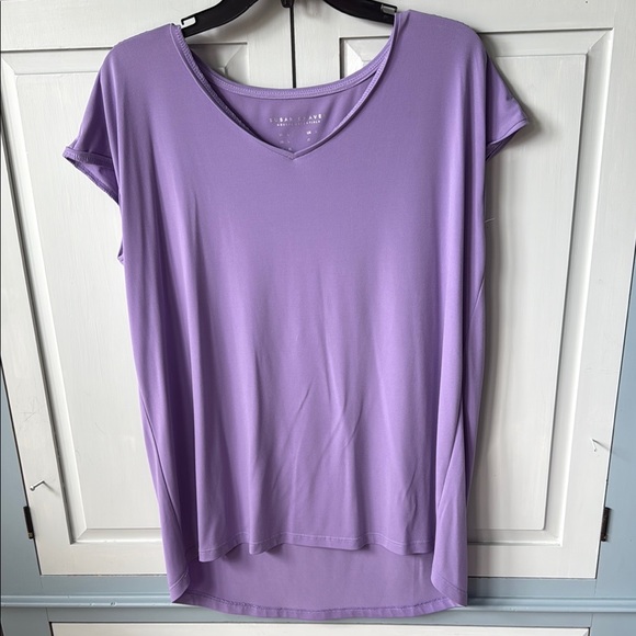 Susan Graver MODERN ESSENTIALS Lavender Purple Cap Sleeve Tee Shirt Size L - Picture 1 of 4